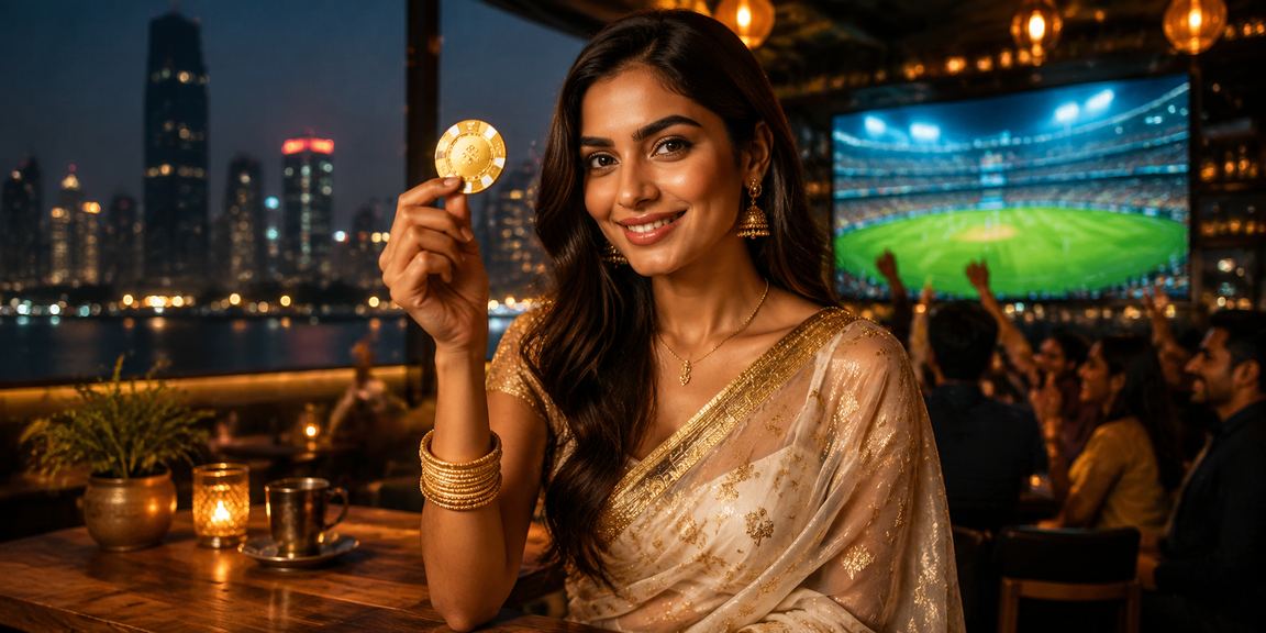 Indian woman in saree placing cricket bet online