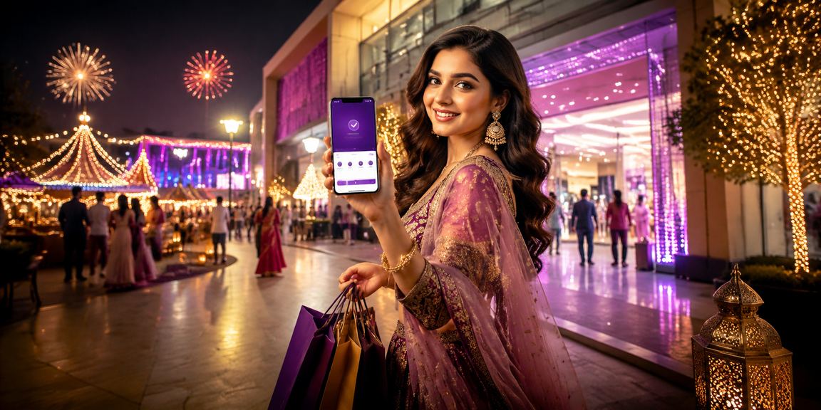 Indian night market highlighting mobile lottery payments