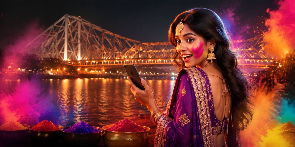 Kolkata mobile casino players enjoying games during Holi festival