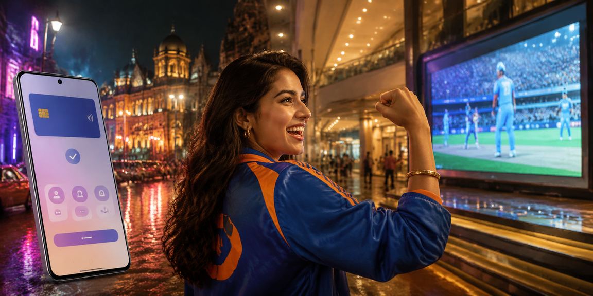 Mumbai neon lights with cricket betting theme at night